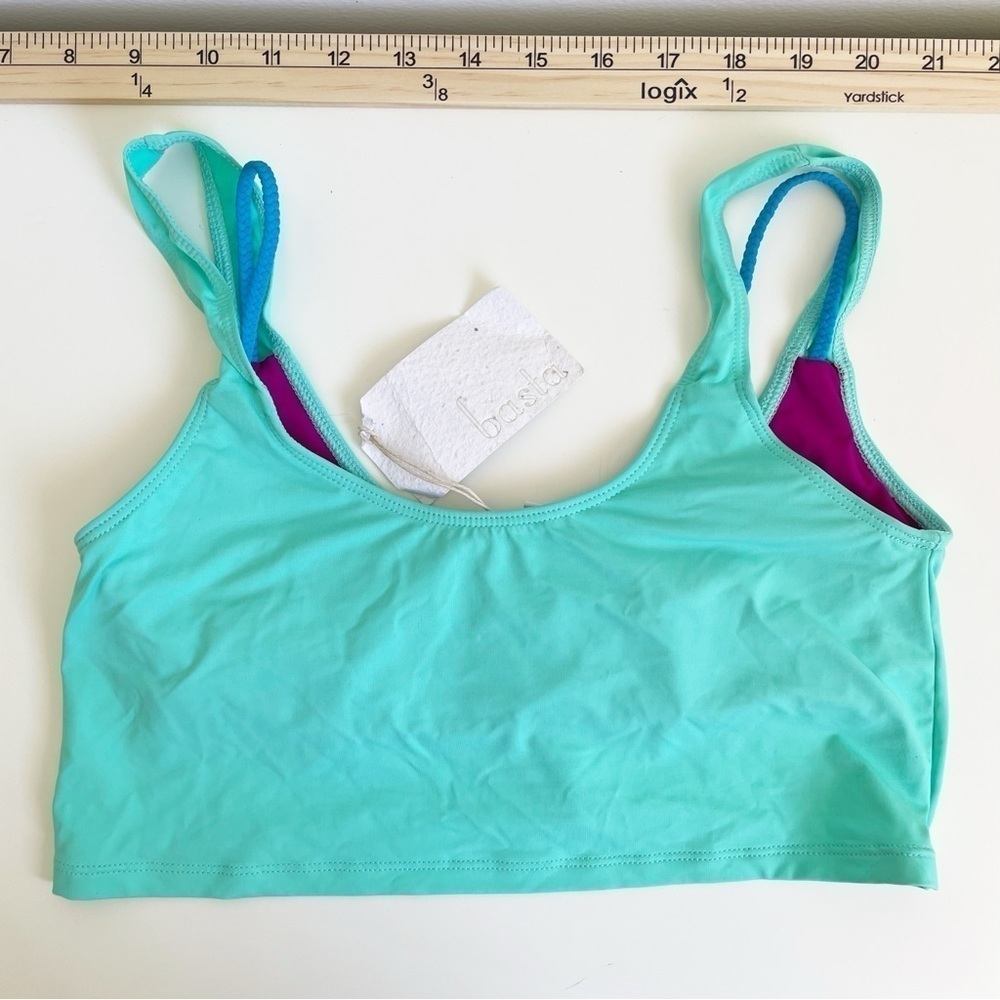 NEW Basta Surf Reversible Bikini Top teal blue modest bright extra small purple